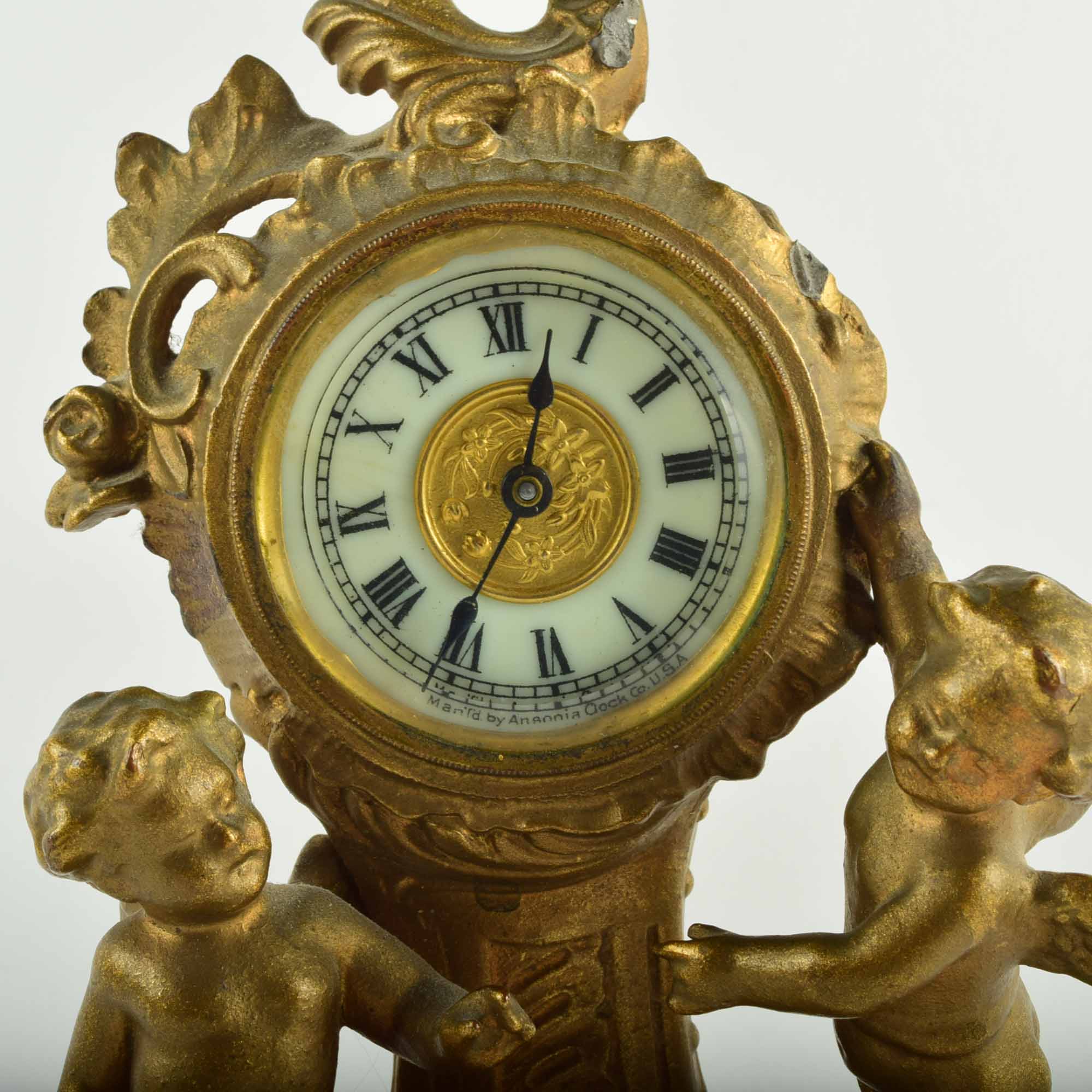 Antique Rococo Style Cherub Mantel Clock