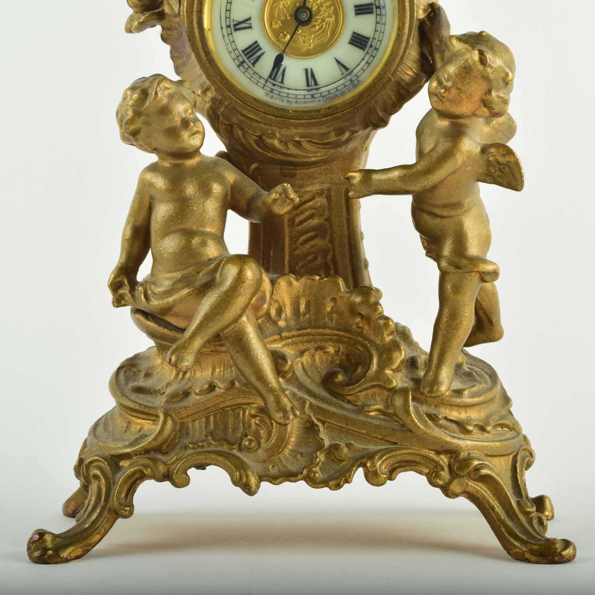 Antique Rococo Style Cherub Mantel Clock