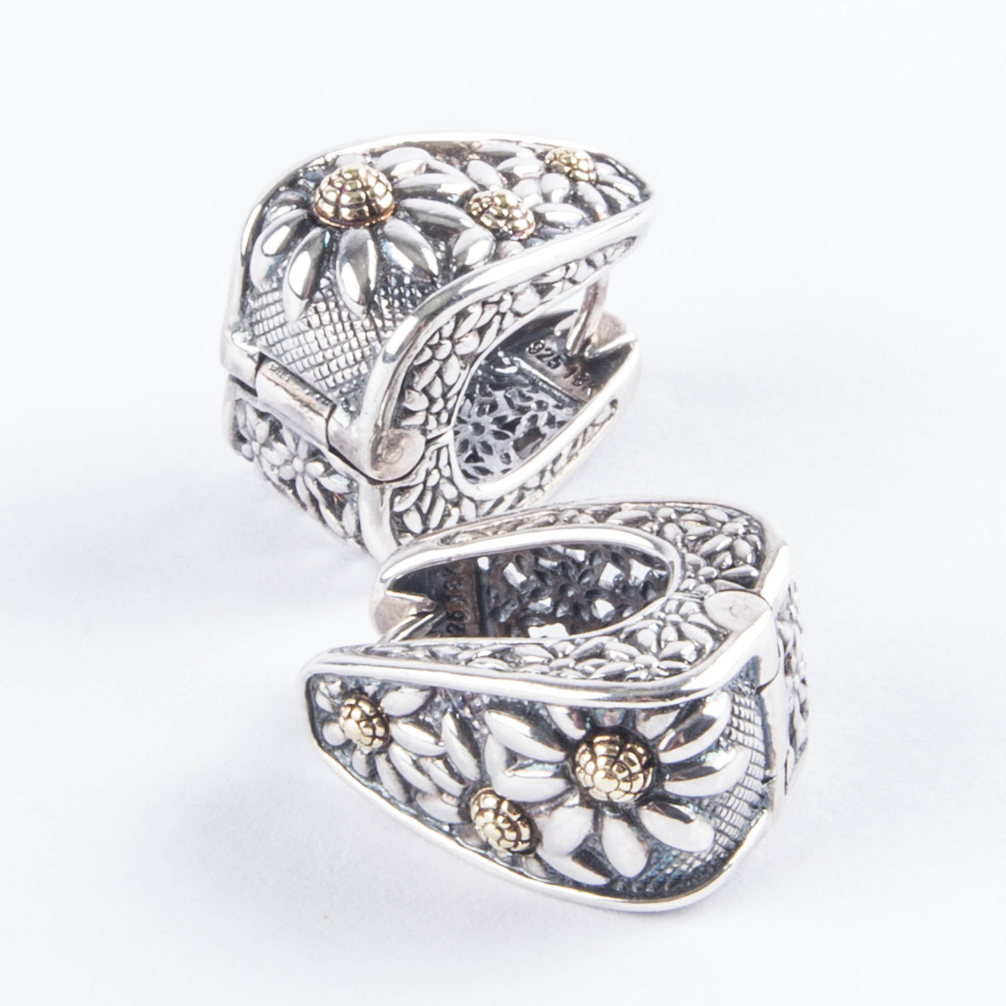 Ann King Sterling Silver and 18K Yellow Gold Hoop Earrings