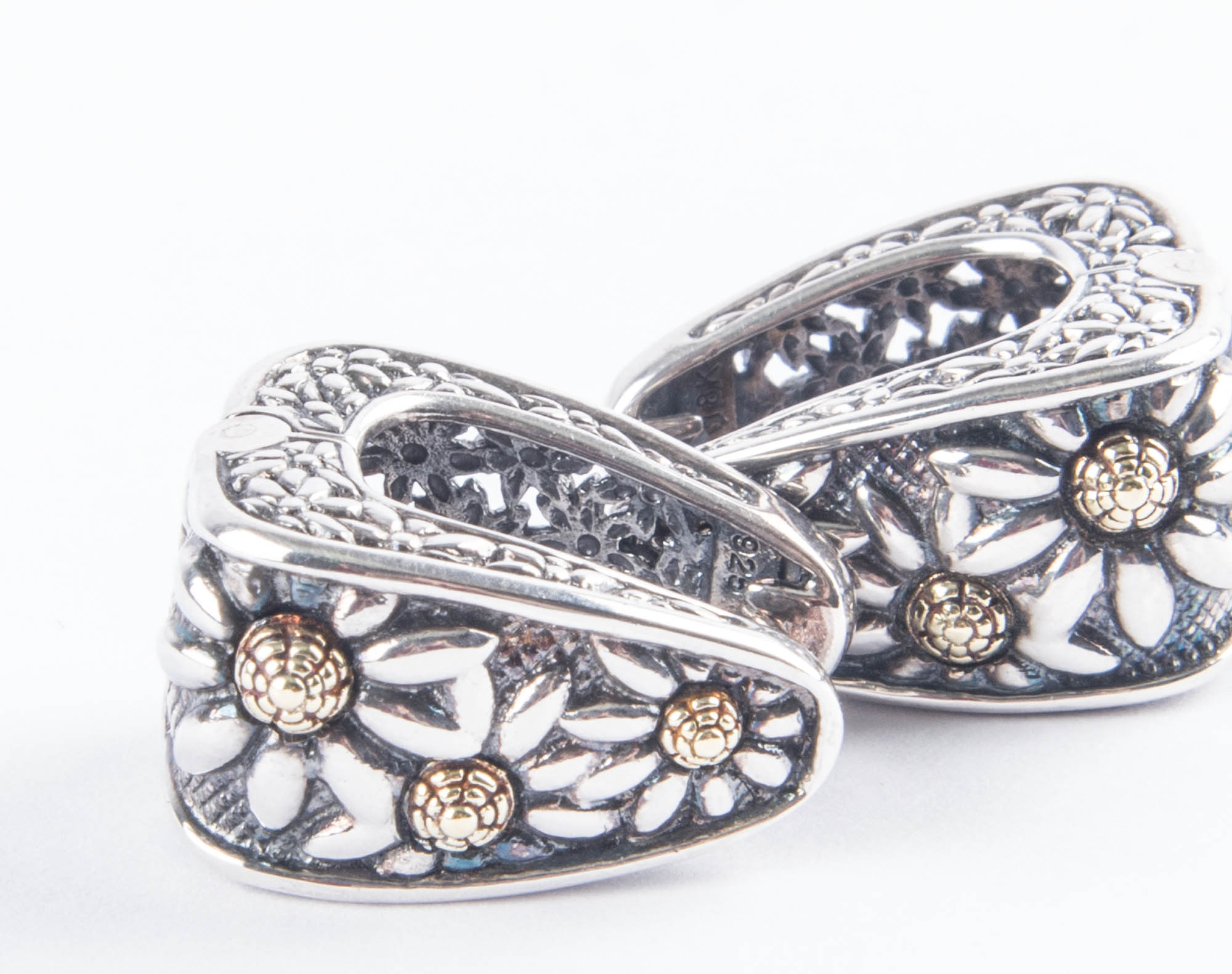 Ann King Sterling Silver and 18K Yellow Gold Hoop Earrings