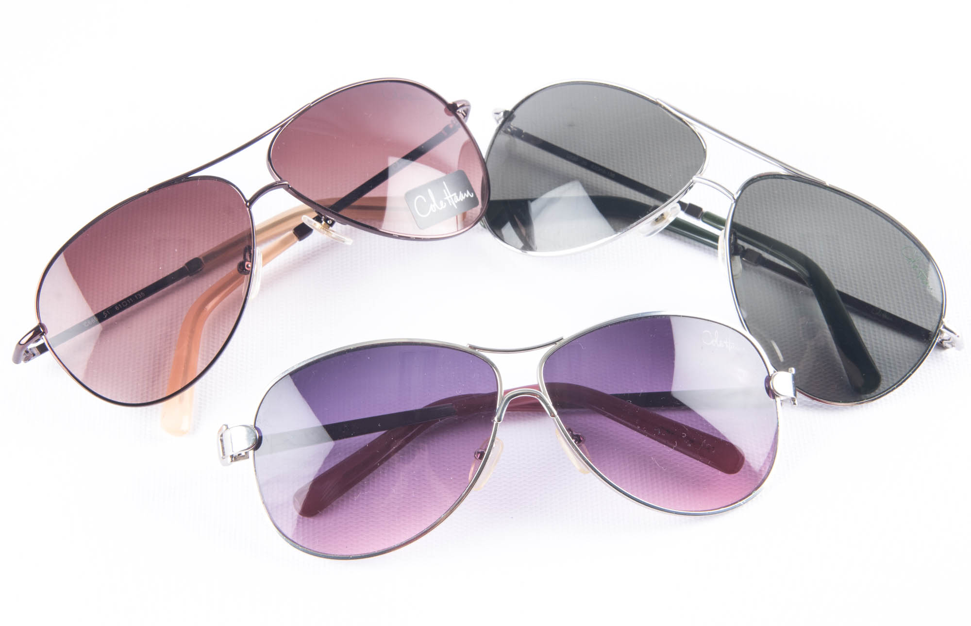 Three Pairs of Cole Haan Aviator Sunglasses