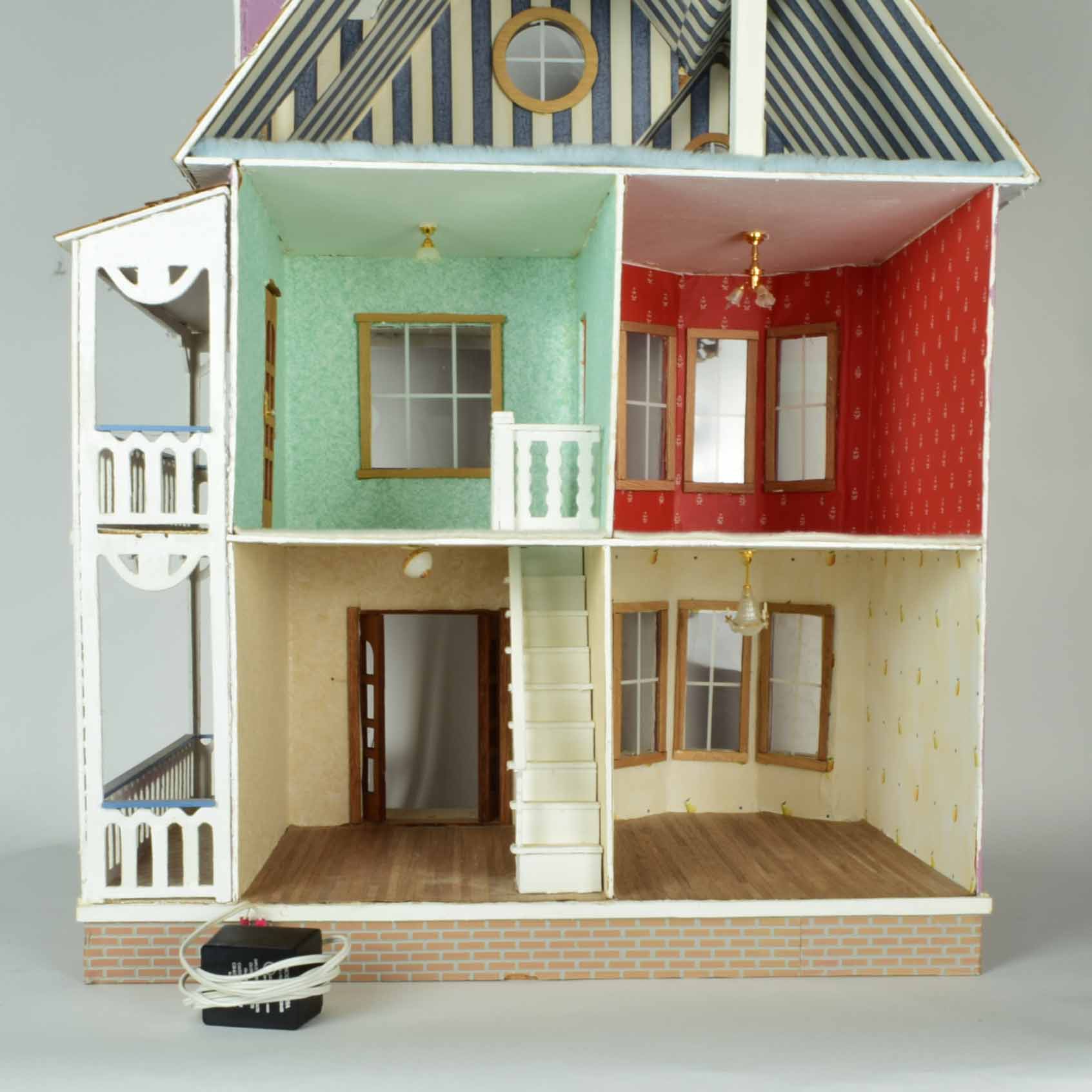 Victorian Style Electrified Dollhouse in Purple