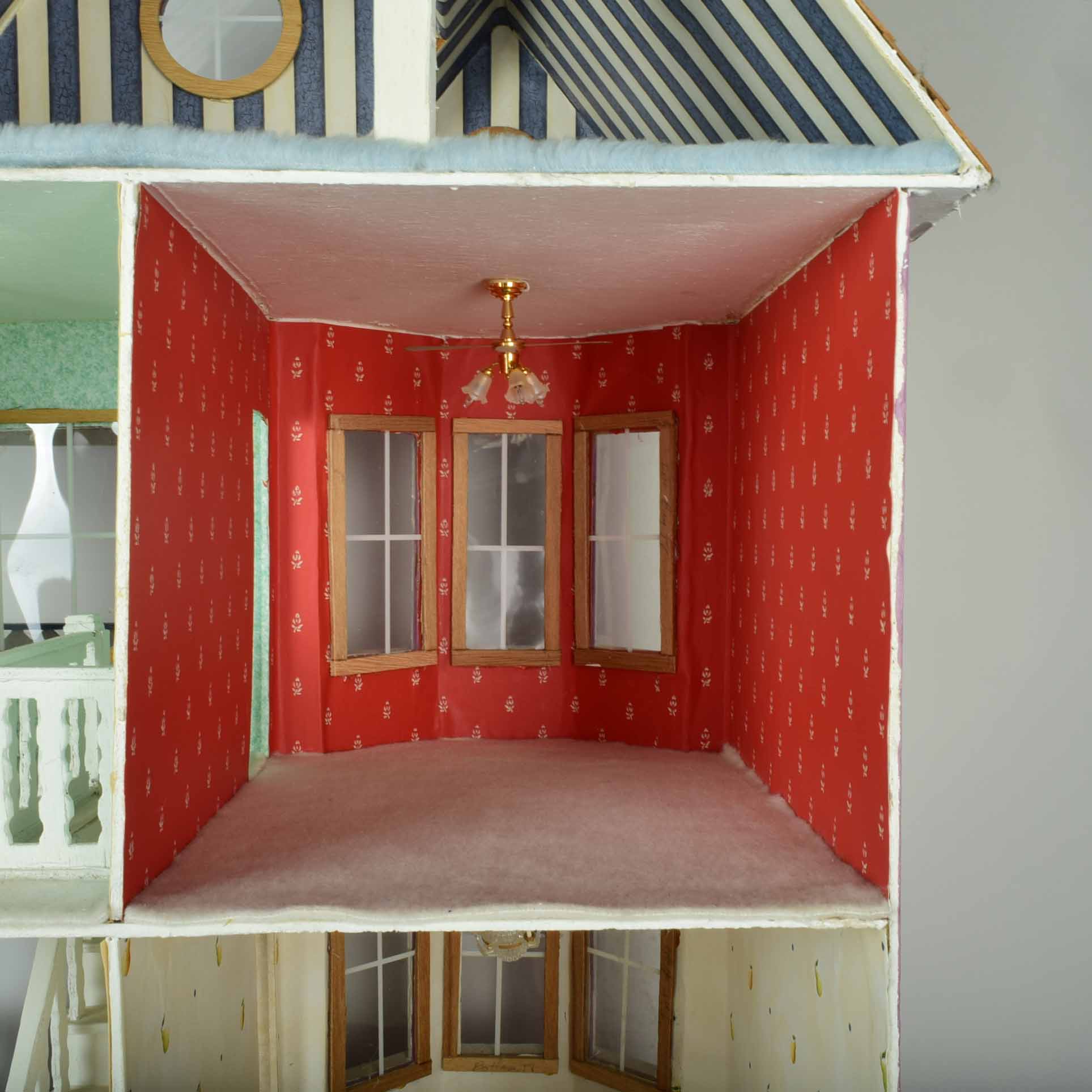 Victorian Style Electrified Dollhouse in Purple