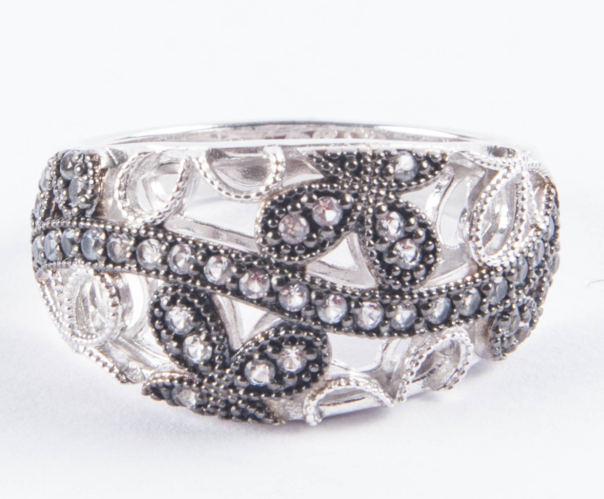 Sterling Silver White Topaz Domed Ring