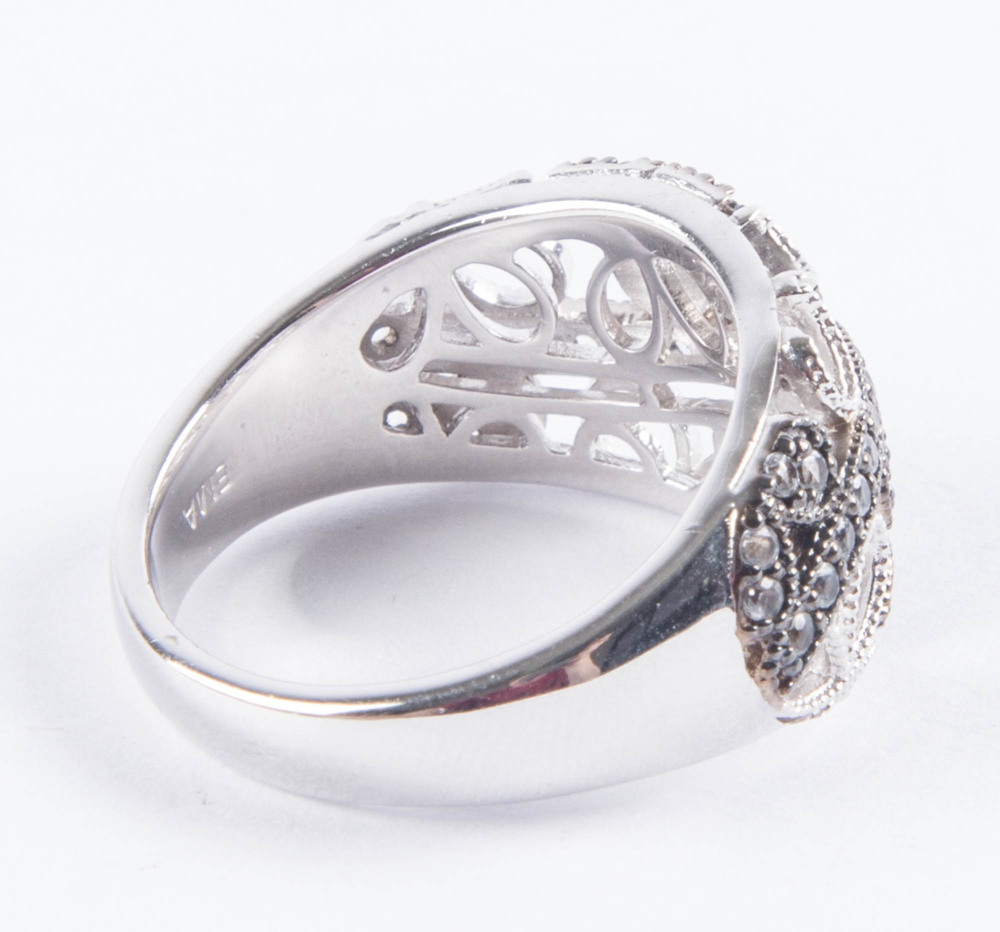 Sterling Silver White Topaz Domed Ring