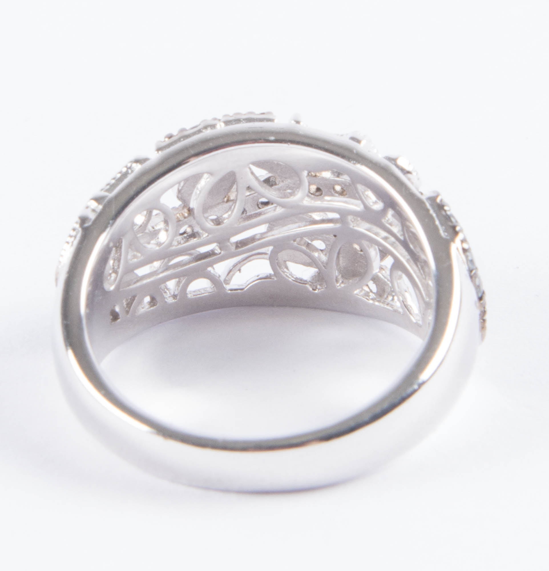 Sterling Silver White Topaz Domed Ring