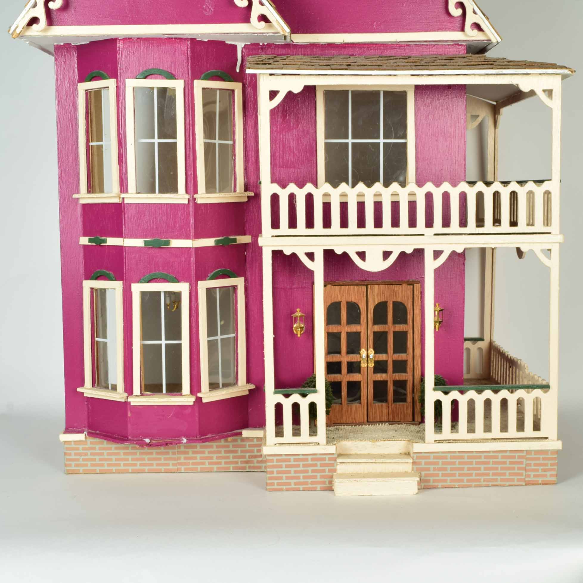 Victorian Style Electrified Dollhouse in Pink