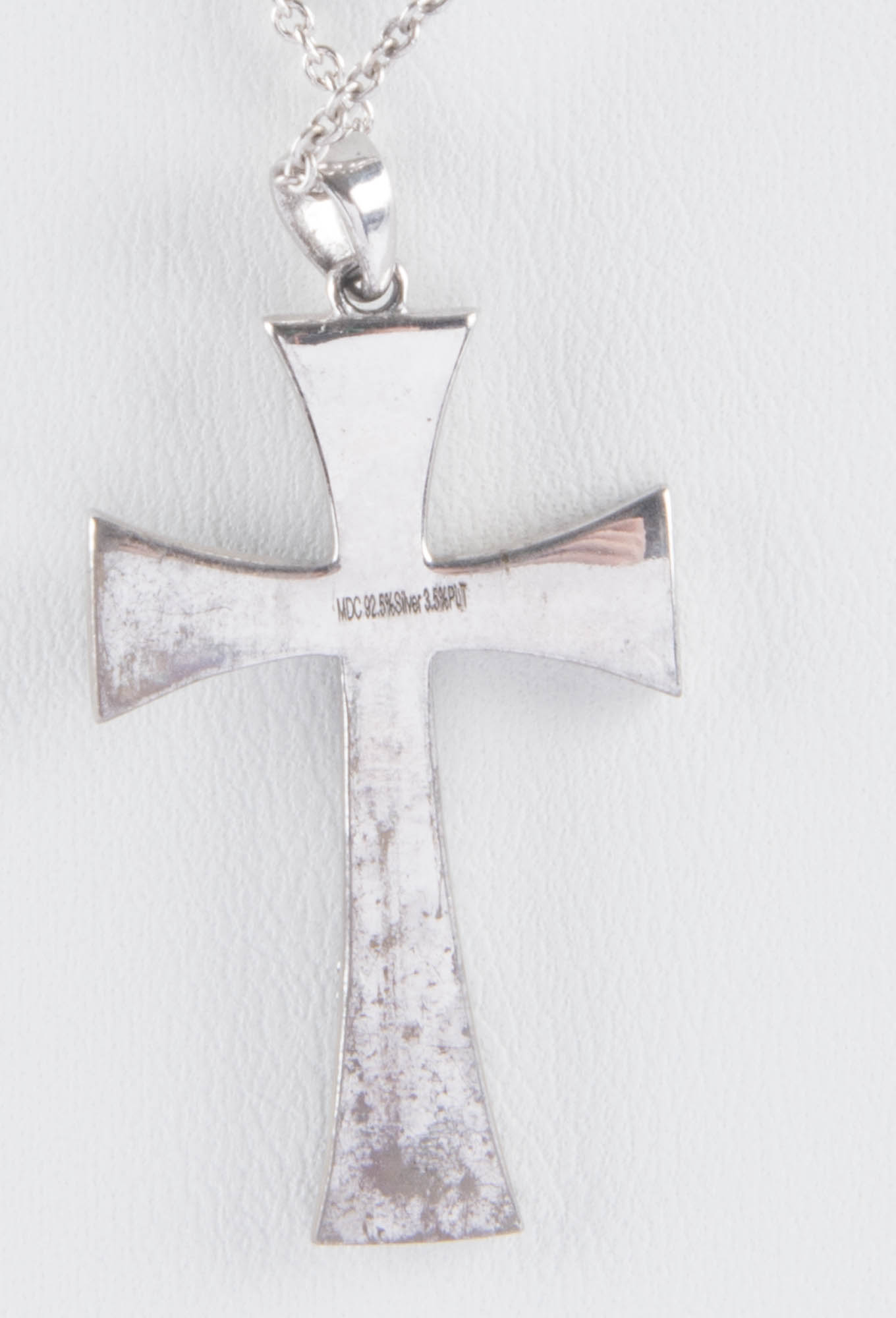 White and Blue Diamond Cross Necklace