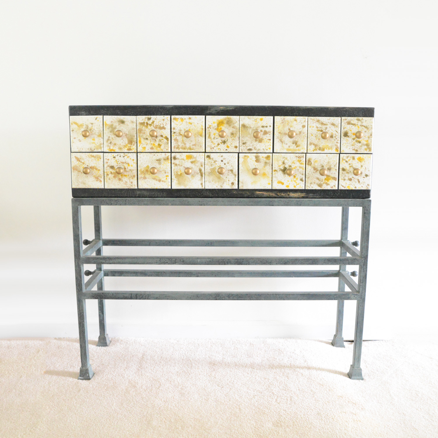 Handcrafted Console Table with Metal Base