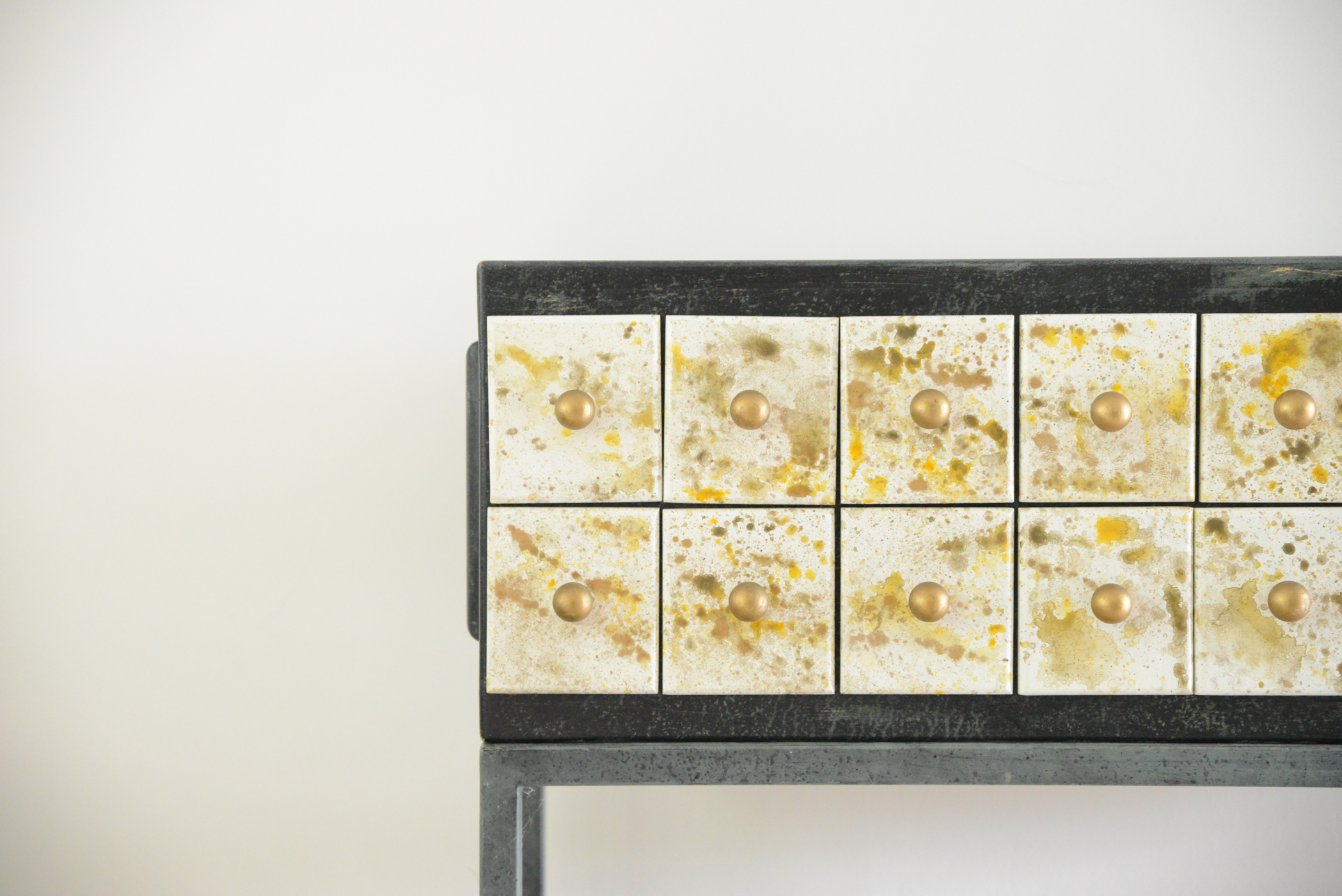 Handcrafted Console Table with Metal Base