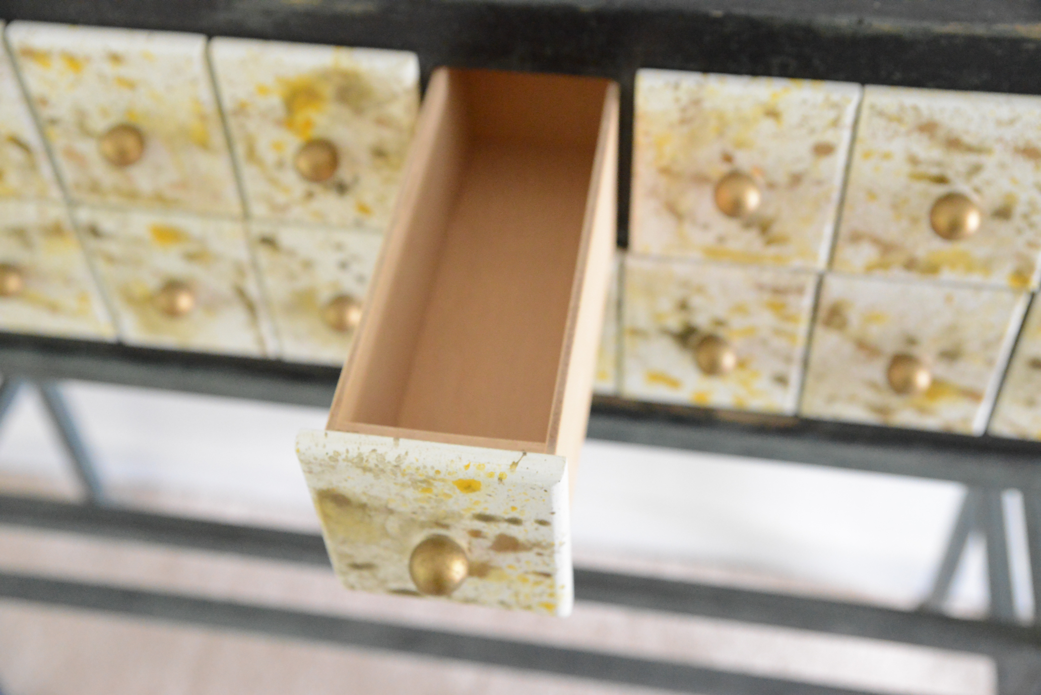 Handcrafted Console Table with Metal Base