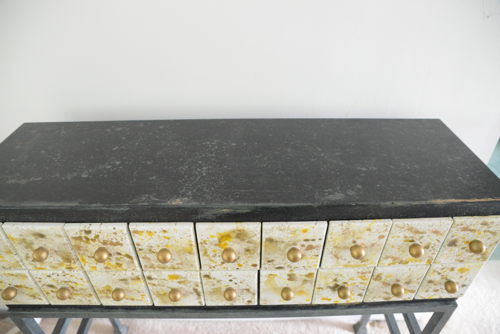 Handcrafted Console Table with Metal Base