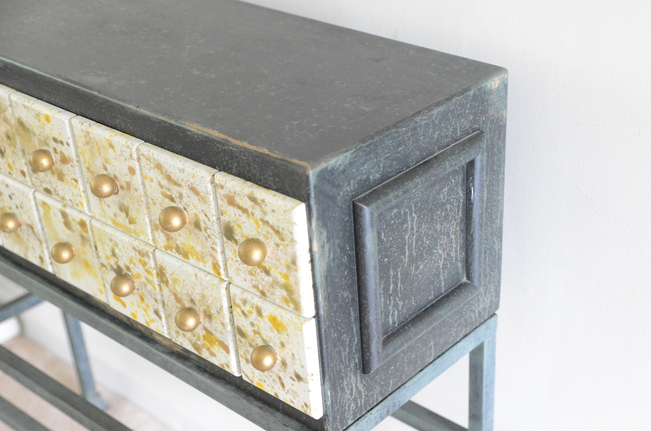 Handcrafted Console Table with Metal Base