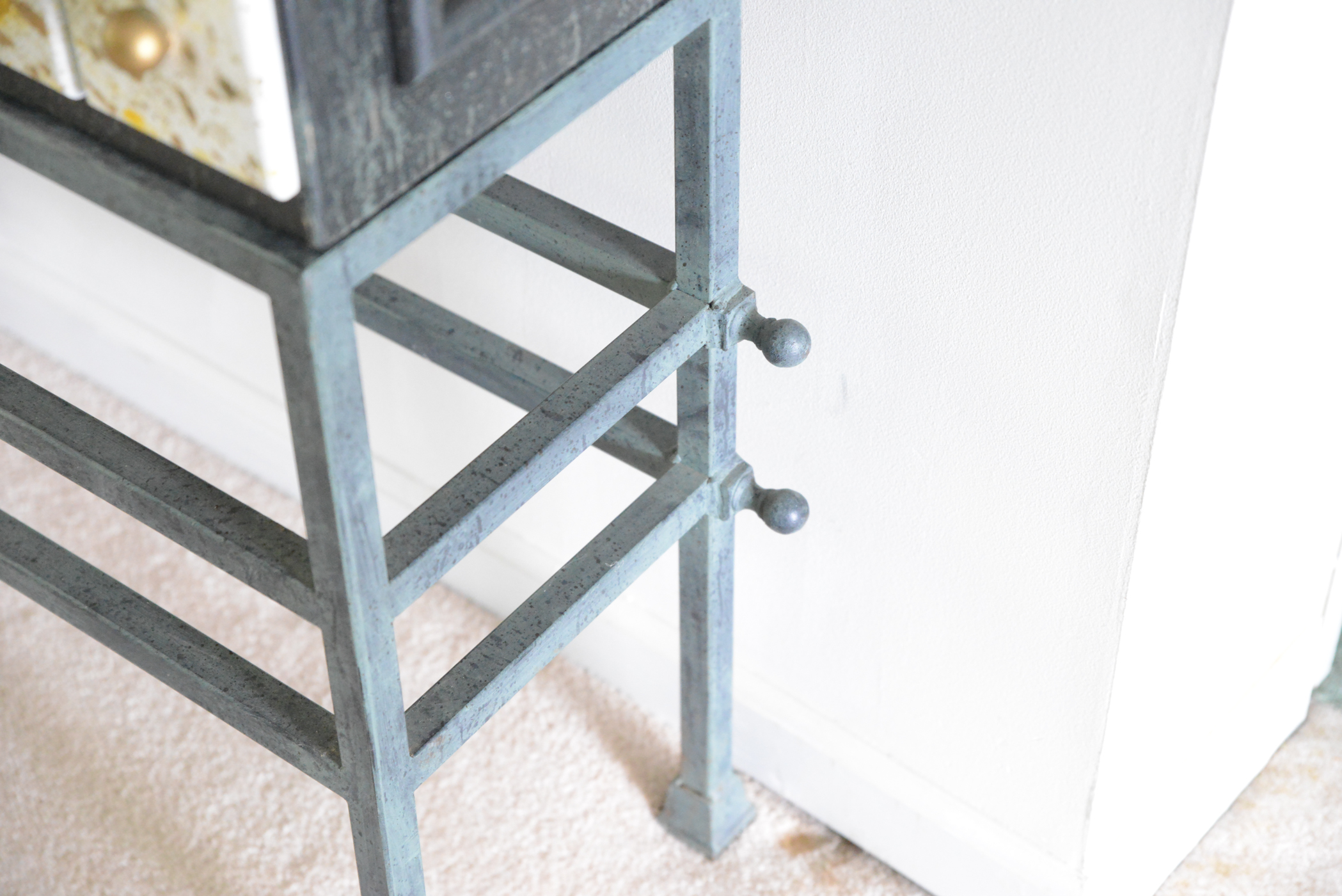 Handcrafted Console Table with Metal Base