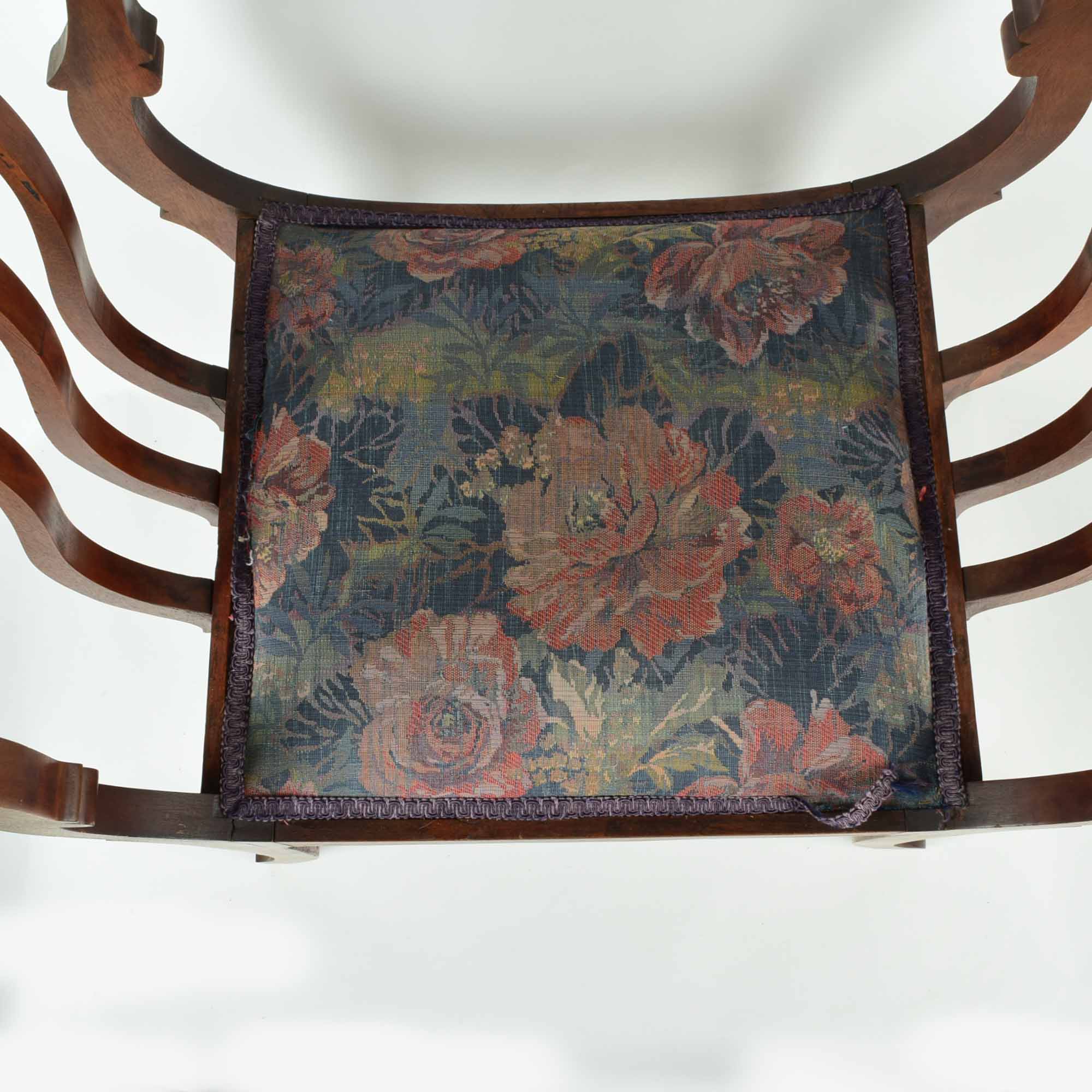 Antique Victorian Curule Bench in Mahogany