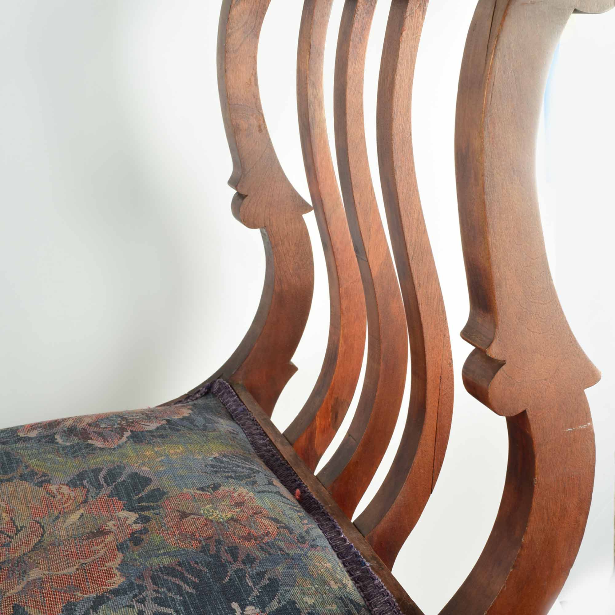 Antique Victorian Curule Bench in Mahogany