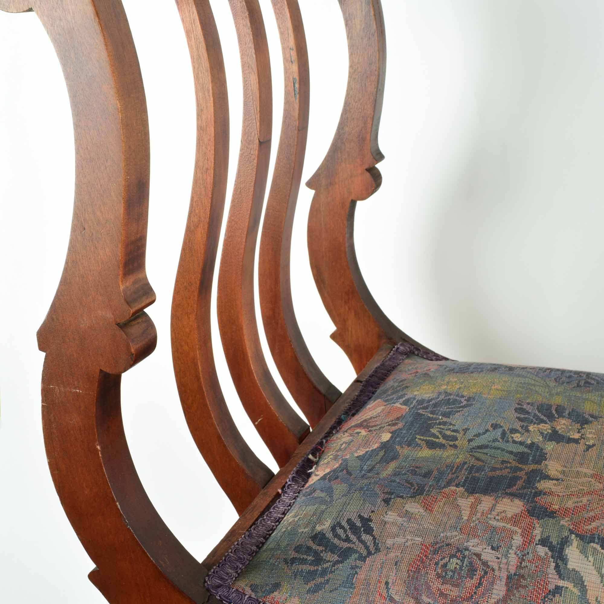 Antique Victorian Curule Bench in Mahogany