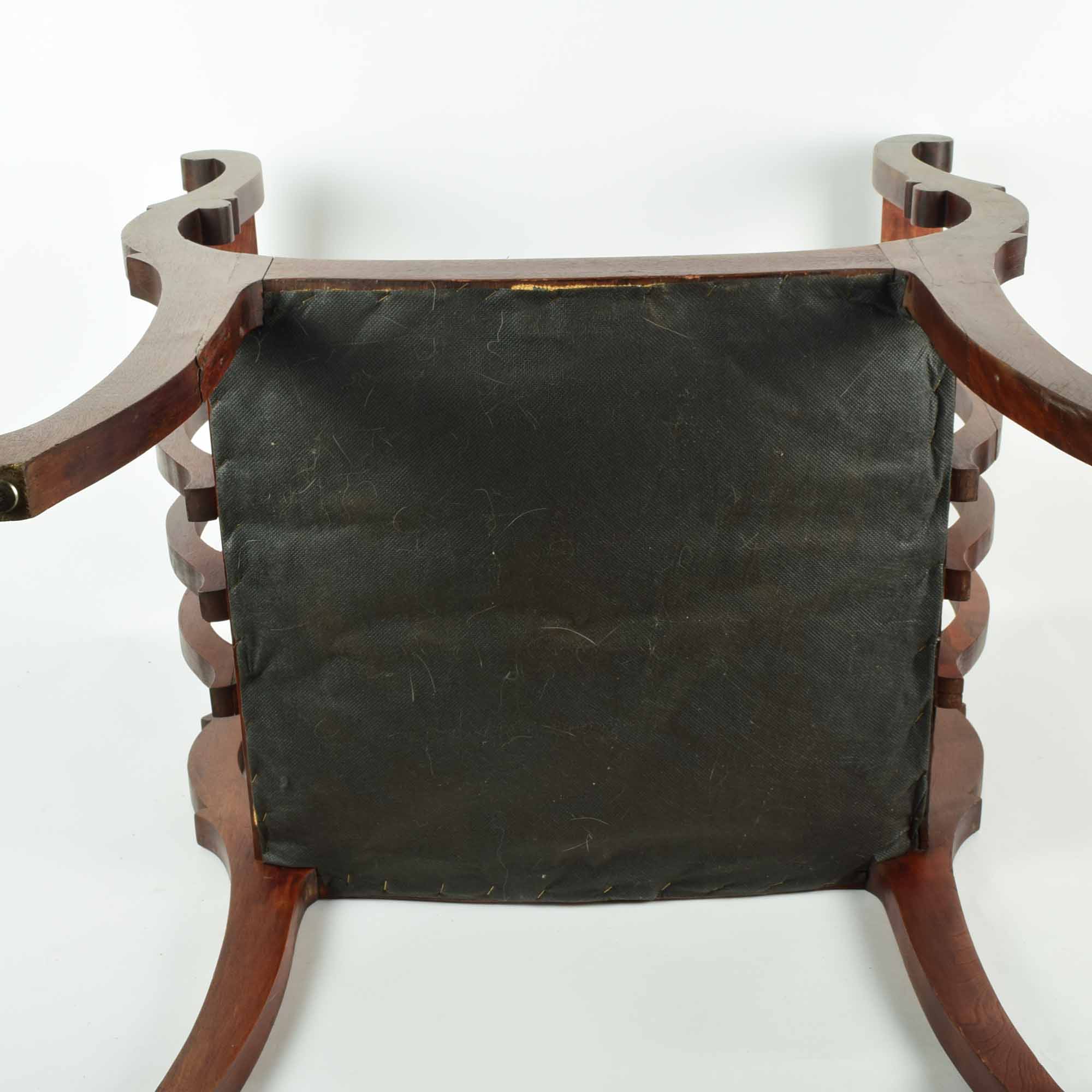 Antique Victorian Curule Bench in Mahogany