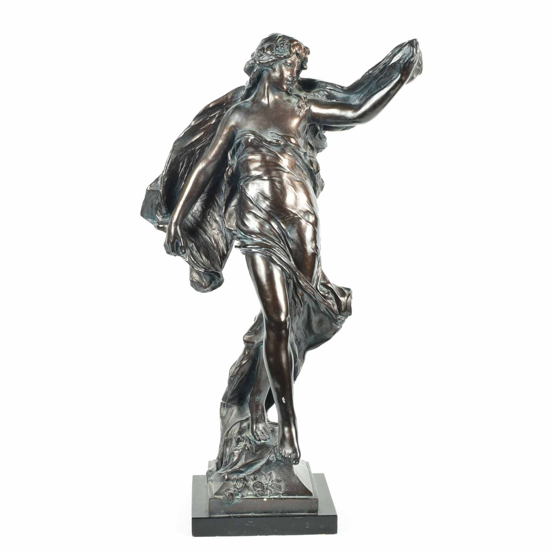 Signed Bronzed Plaster by Eugene Marioton "La Grace"