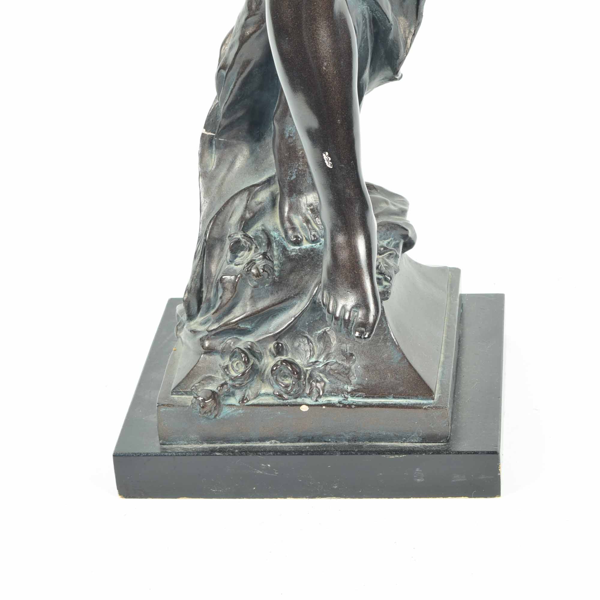 Signed Bronzed Plaster by Eugene Marioton "La Grace"