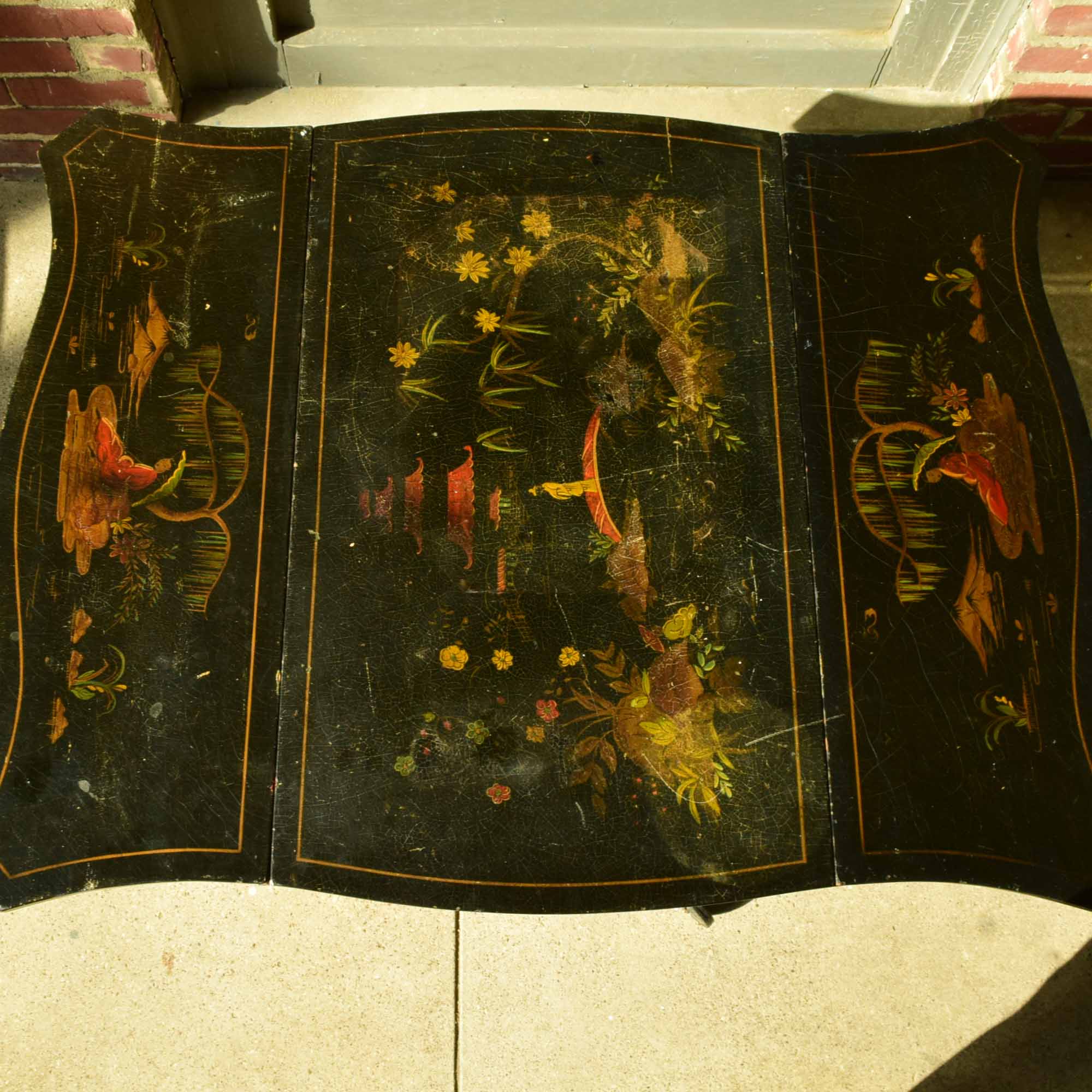 Antique Japanese Chinoiserie Style Drop-Leaf Tea Cart