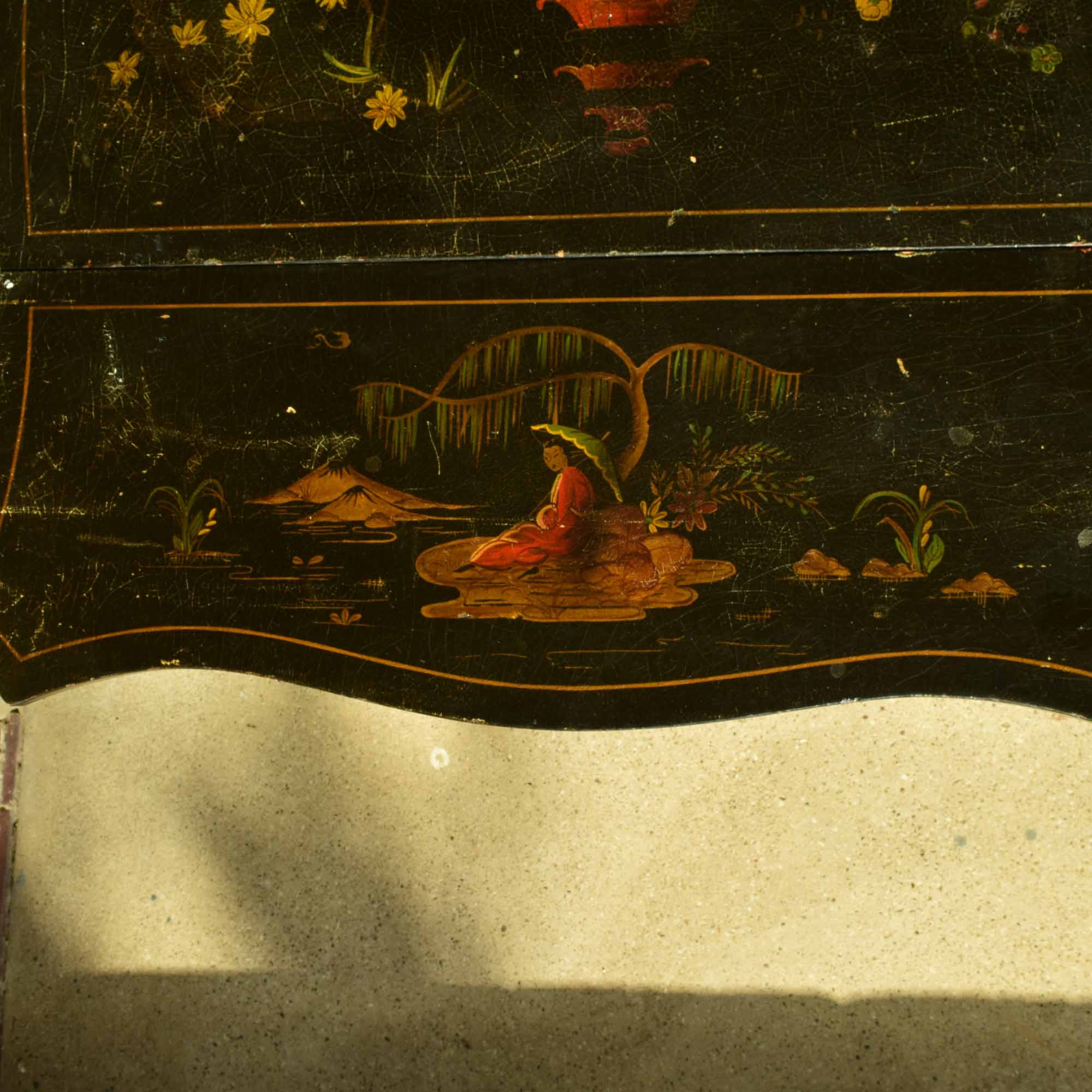 Antique Japanese Chinoiserie Style Drop-Leaf Tea Cart