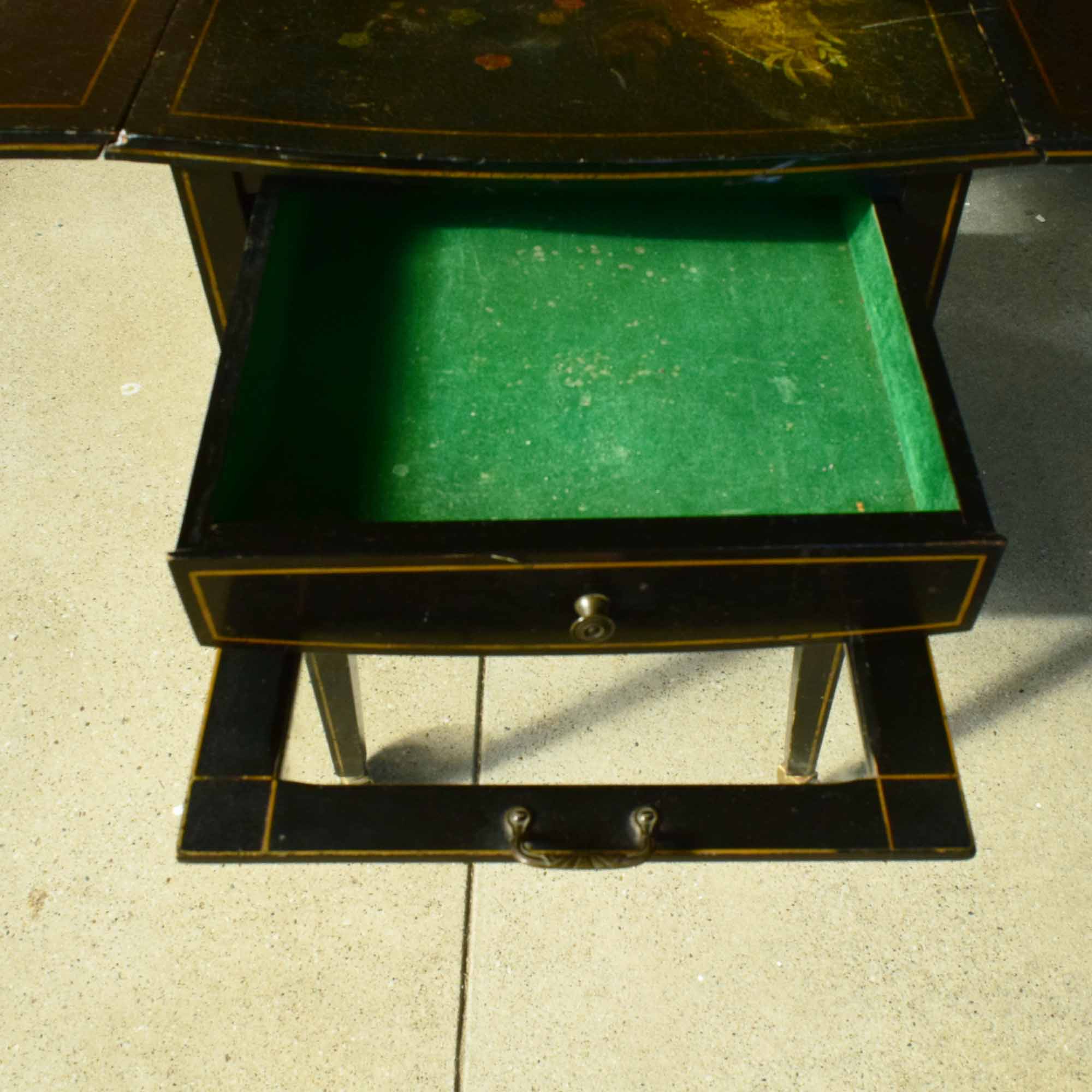 Antique Japanese Chinoiserie Style Drop-Leaf Tea Cart