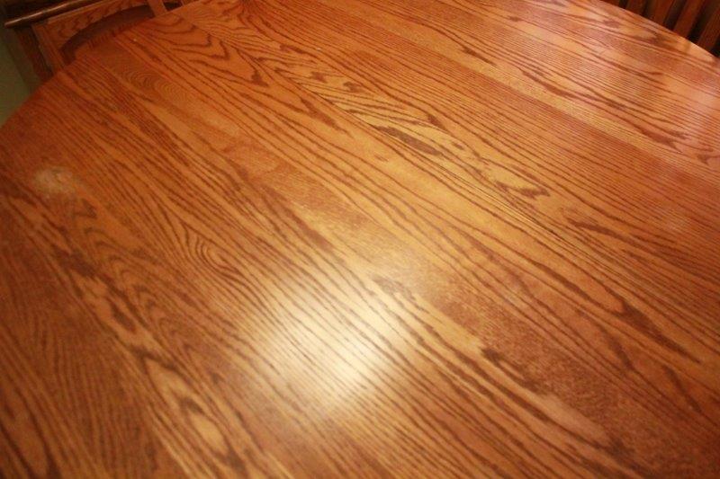 Oak Pedestal Table and Seven Chairs