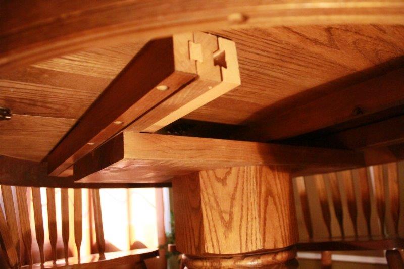 Oak Pedestal Table and Seven Chairs