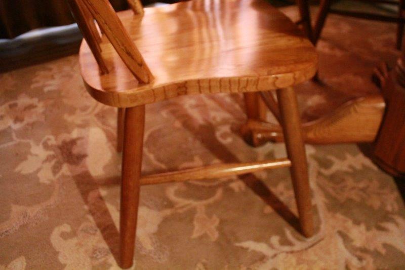 Oak Pedestal Table and Seven Chairs