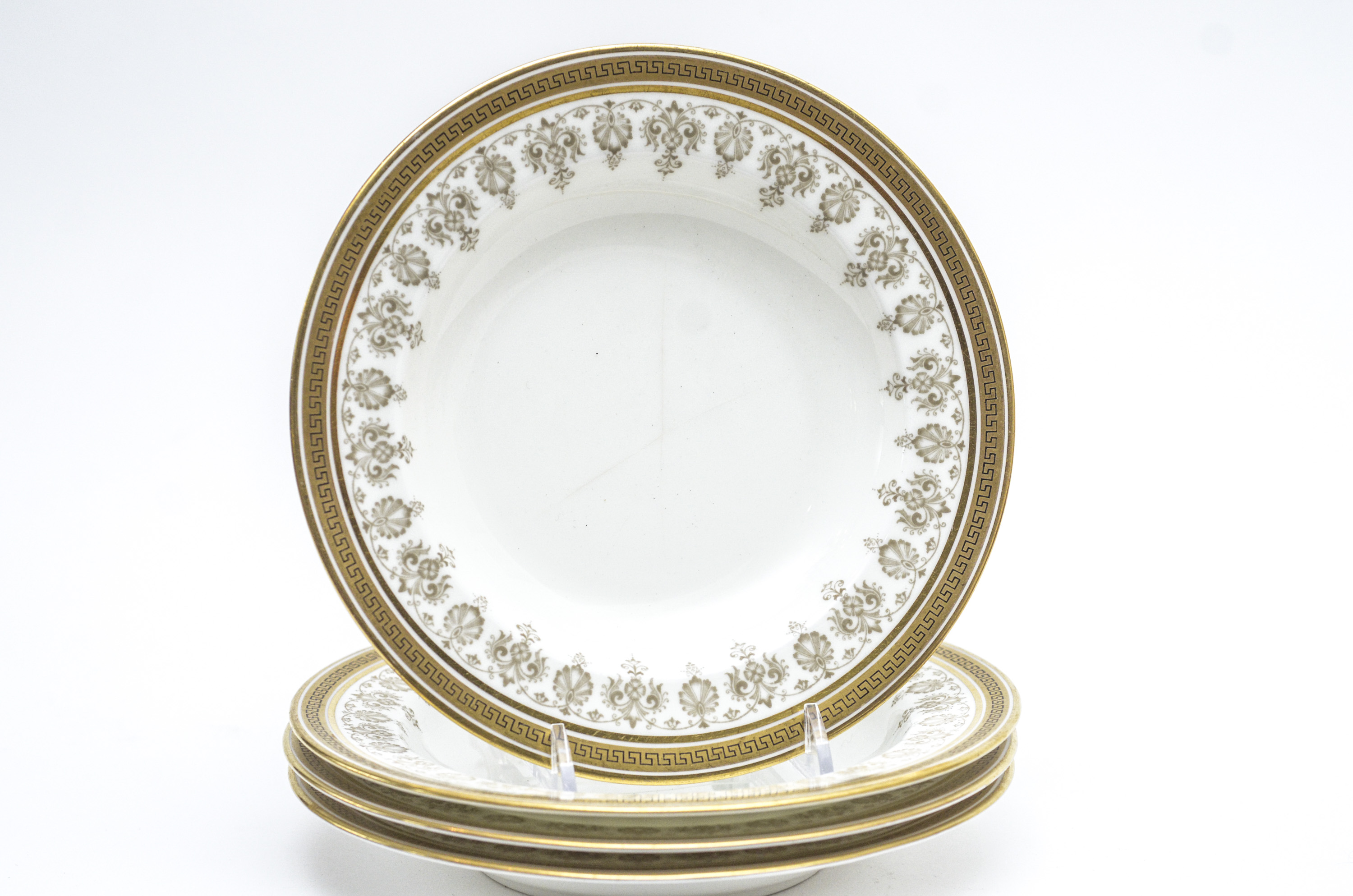 Four Rim Soups Manufactured by Cauldon and Retailed by Tiffany