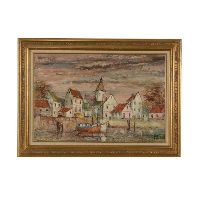Jules Duffart Original Oil Coastal Town Painting