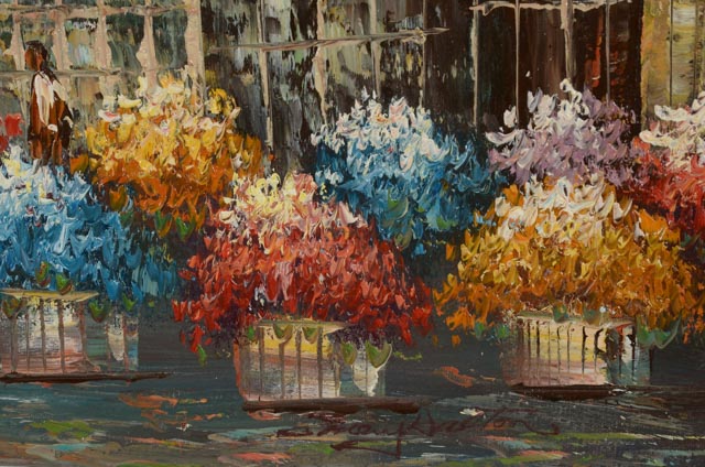 Vintage Oil on Canvas Street Scene