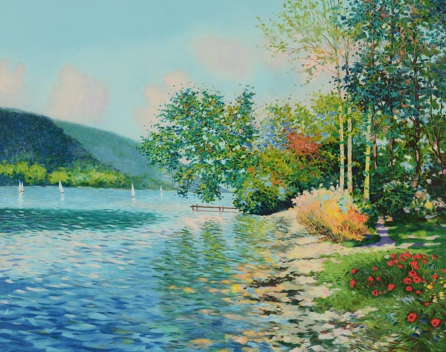 Claude Cambour Signed LE Lithograph "La Seine pres de Giverny"
