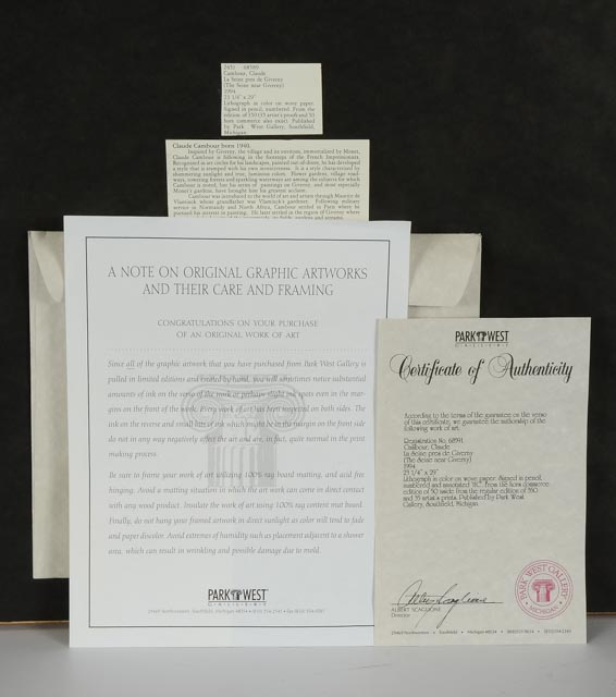 Claude Cambour Signed LE Lithograph "La Seine pres de Giverny"