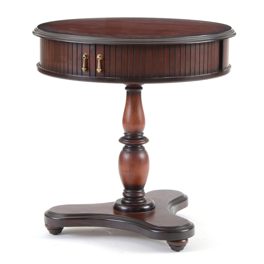 Round Mahogany Finish Accent Table