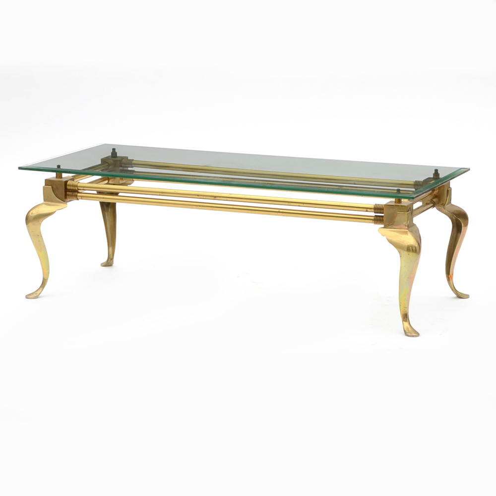 Brass Beveled Glass Top Coffee Table