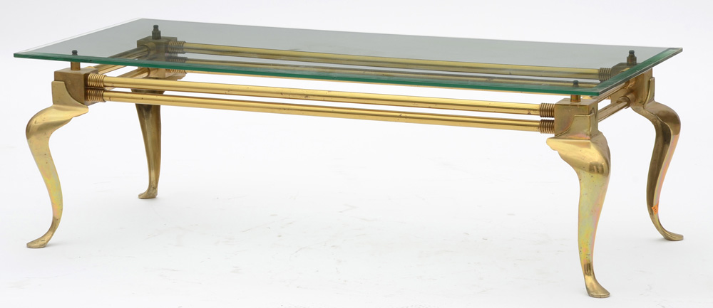 Brass Beveled Glass Top Coffee Table