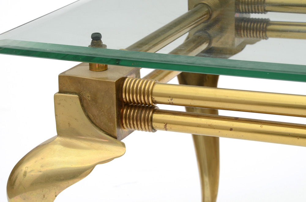 Brass Beveled Glass Top Coffee Table