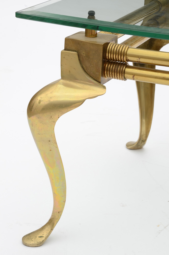 Brass Beveled Glass Top Coffee Table