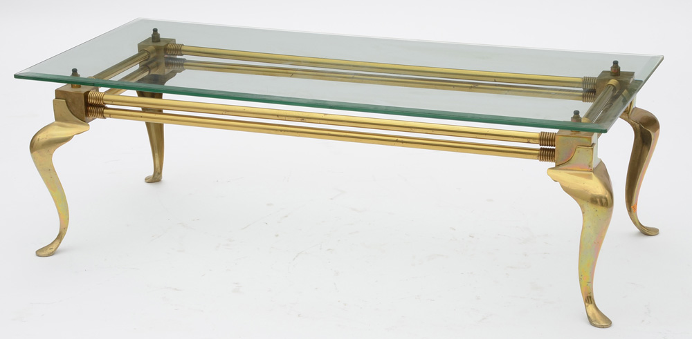 Brass Beveled Glass Top Coffee Table