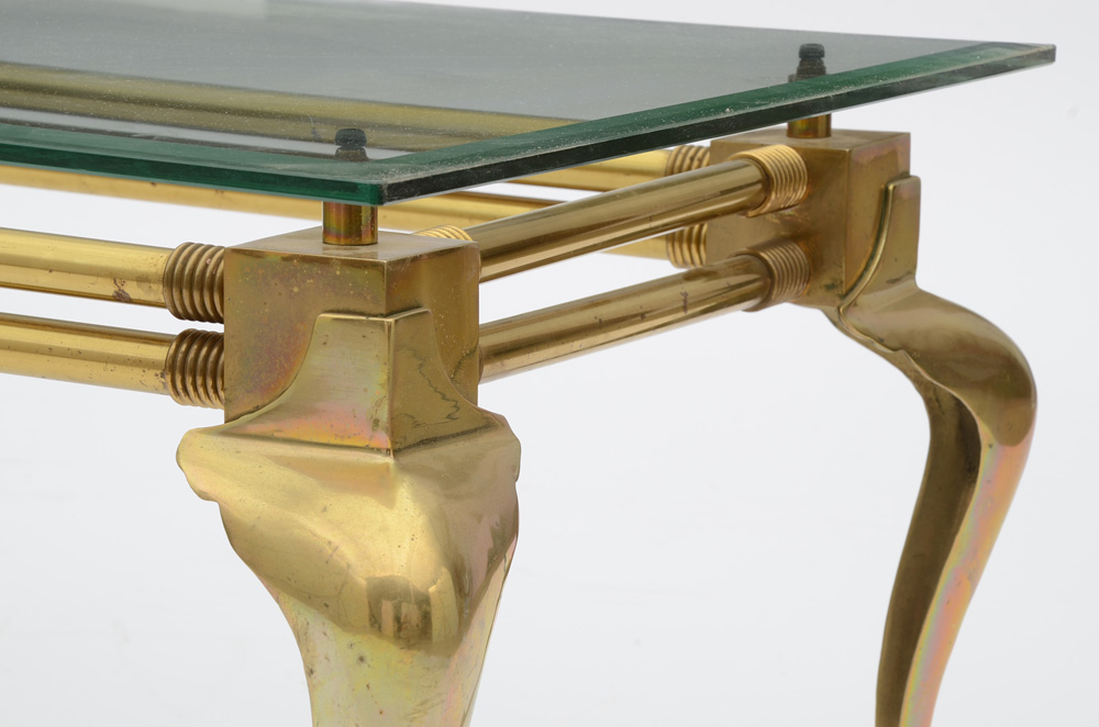 Brass Beveled Glass Top Coffee Table
