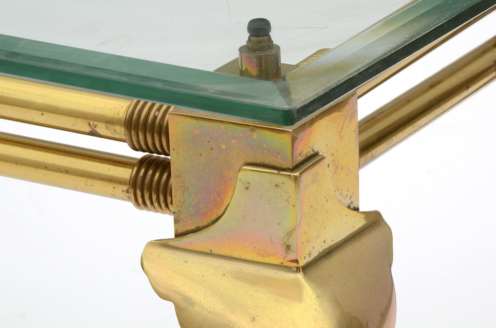 Brass Beveled Glass Top Coffee Table