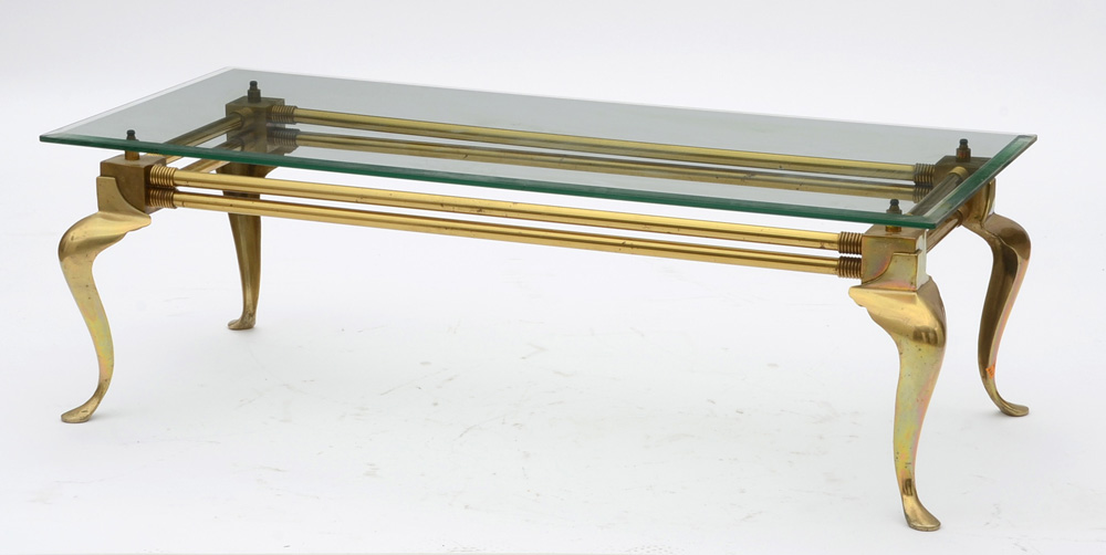 Brass Beveled Glass Top Coffee Table