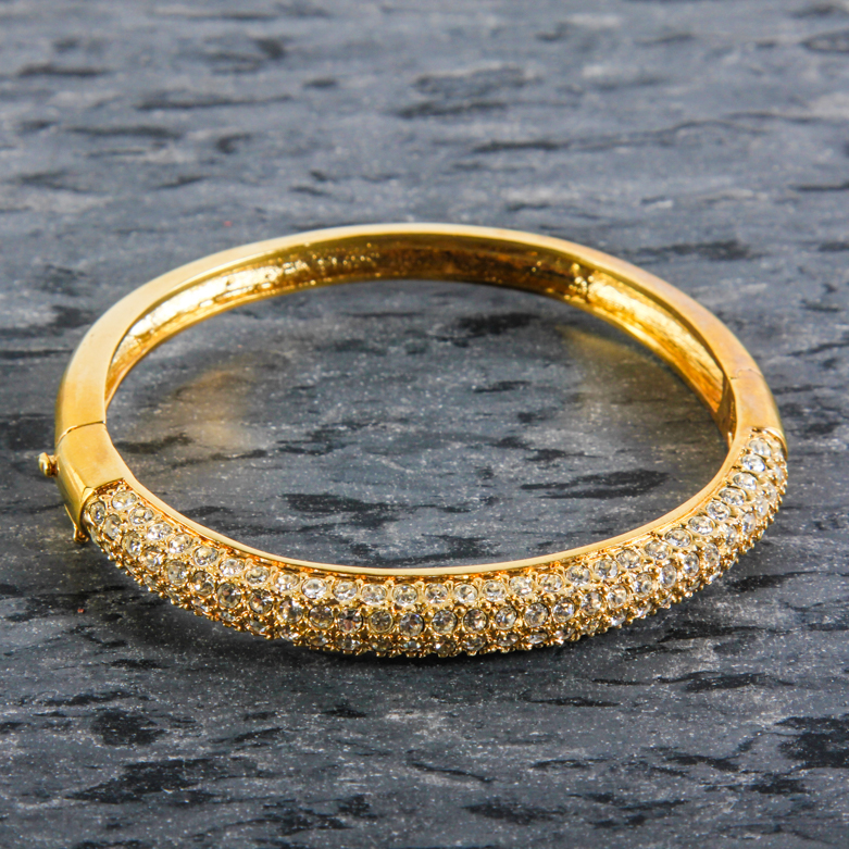 Gold Tone Bracelet with Faux Pave Diamonds