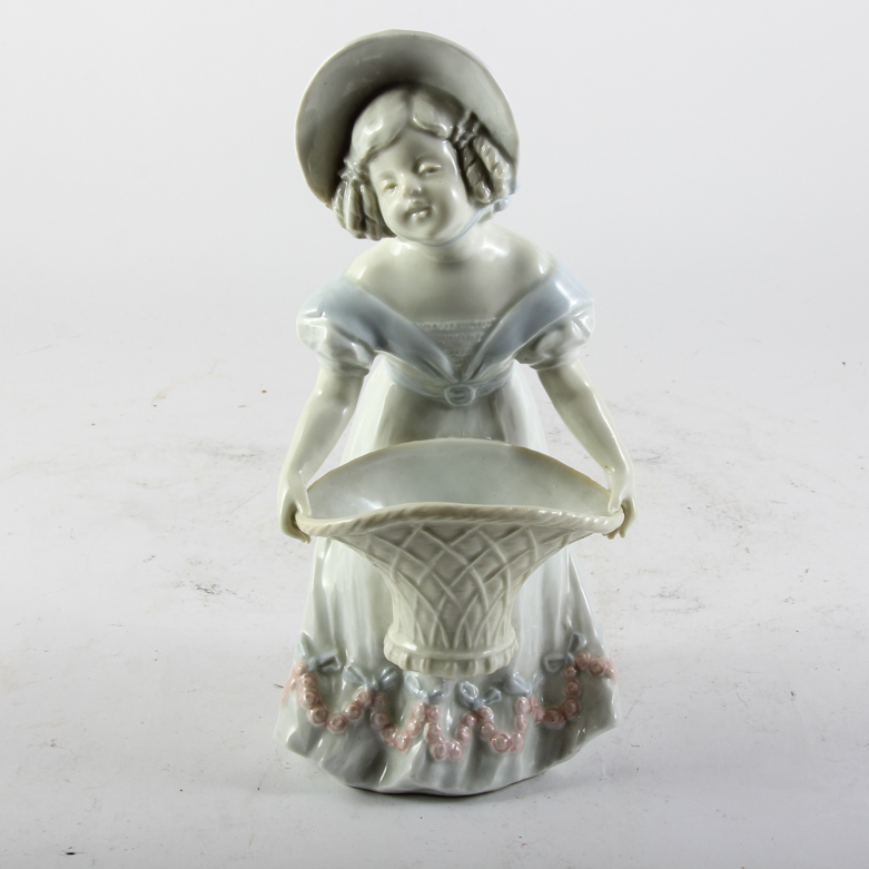 Porcelain Flower Girl Figurine Vase