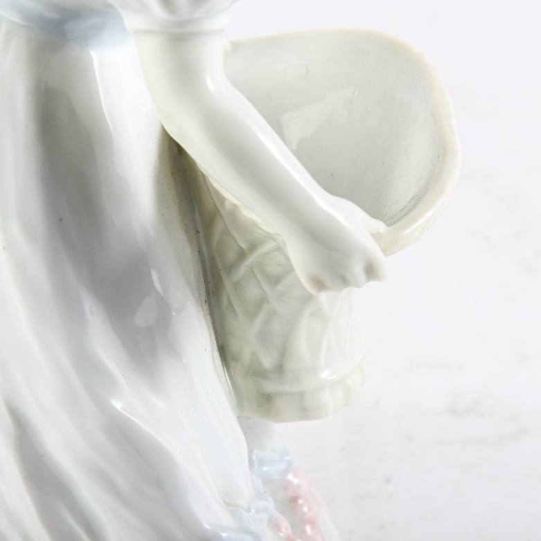 Porcelain Flower Girl Figurine Vase