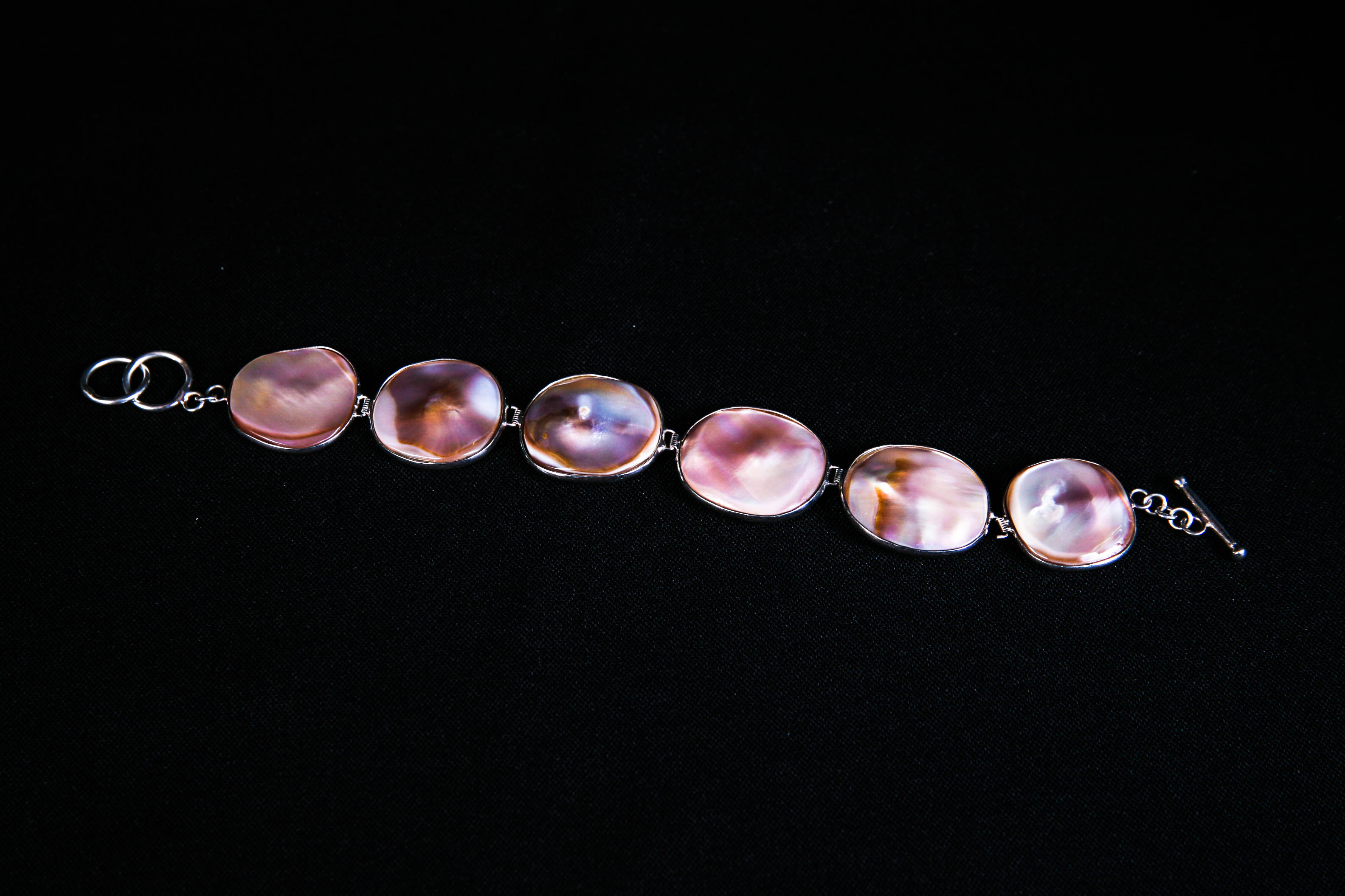 Mother of Pearl and Silver Plate Bracelet