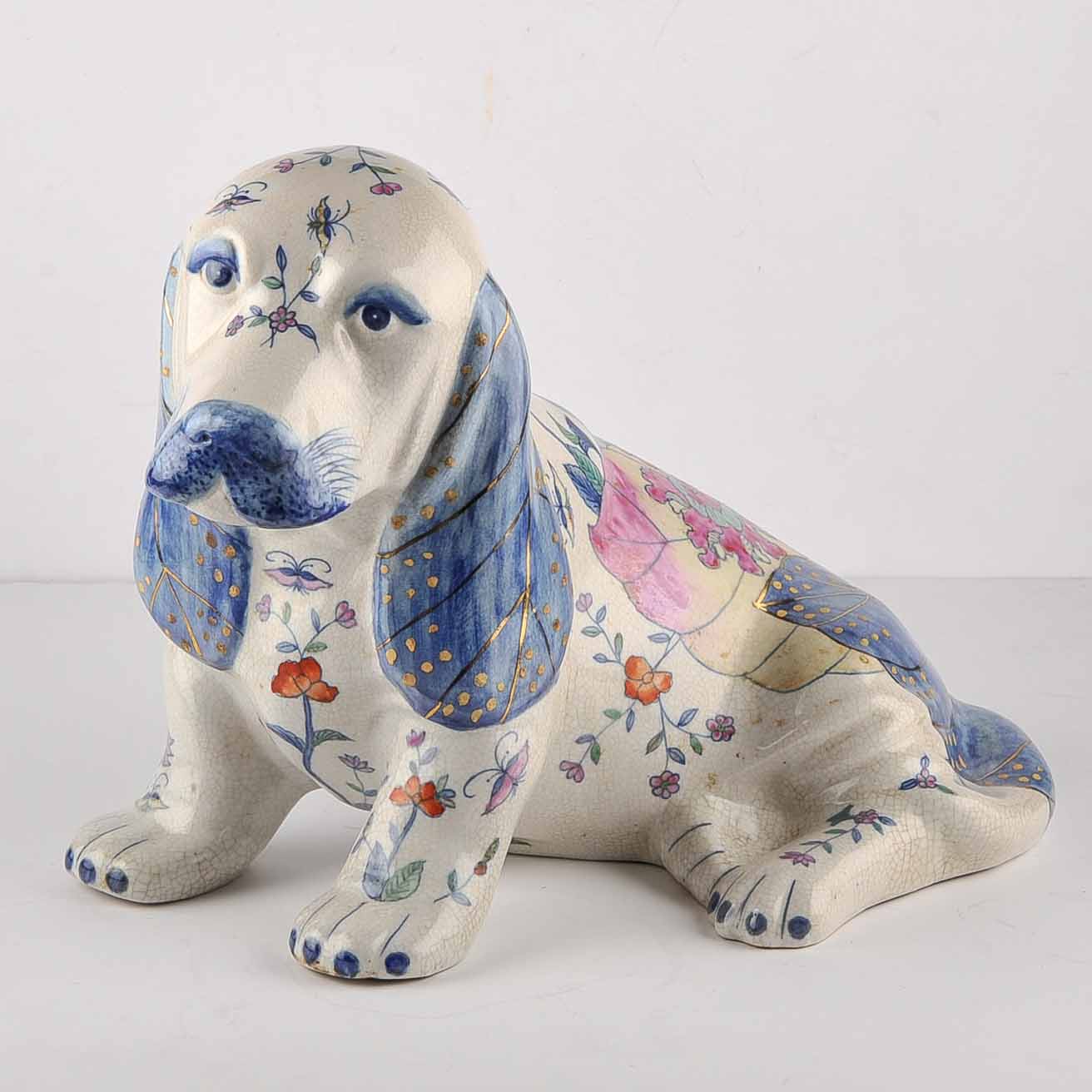 Chinese Painted Ceramic Dog Statue