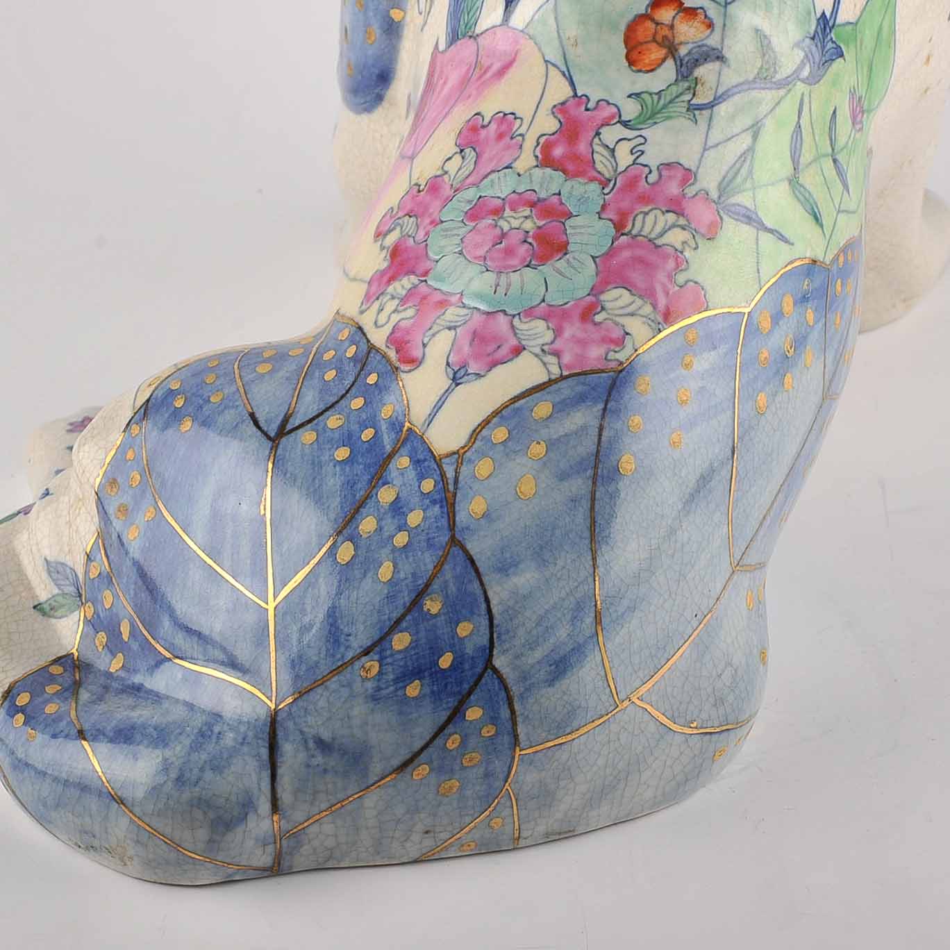 Chinese Painted Ceramic Dog Statue